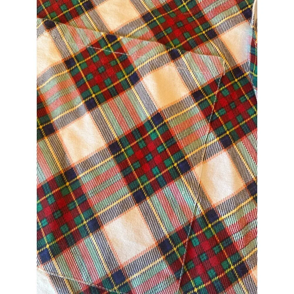 Talbots Adjustable Apron Red‎ Green Plaid 100% Cotton Kitchen Cooking Baking